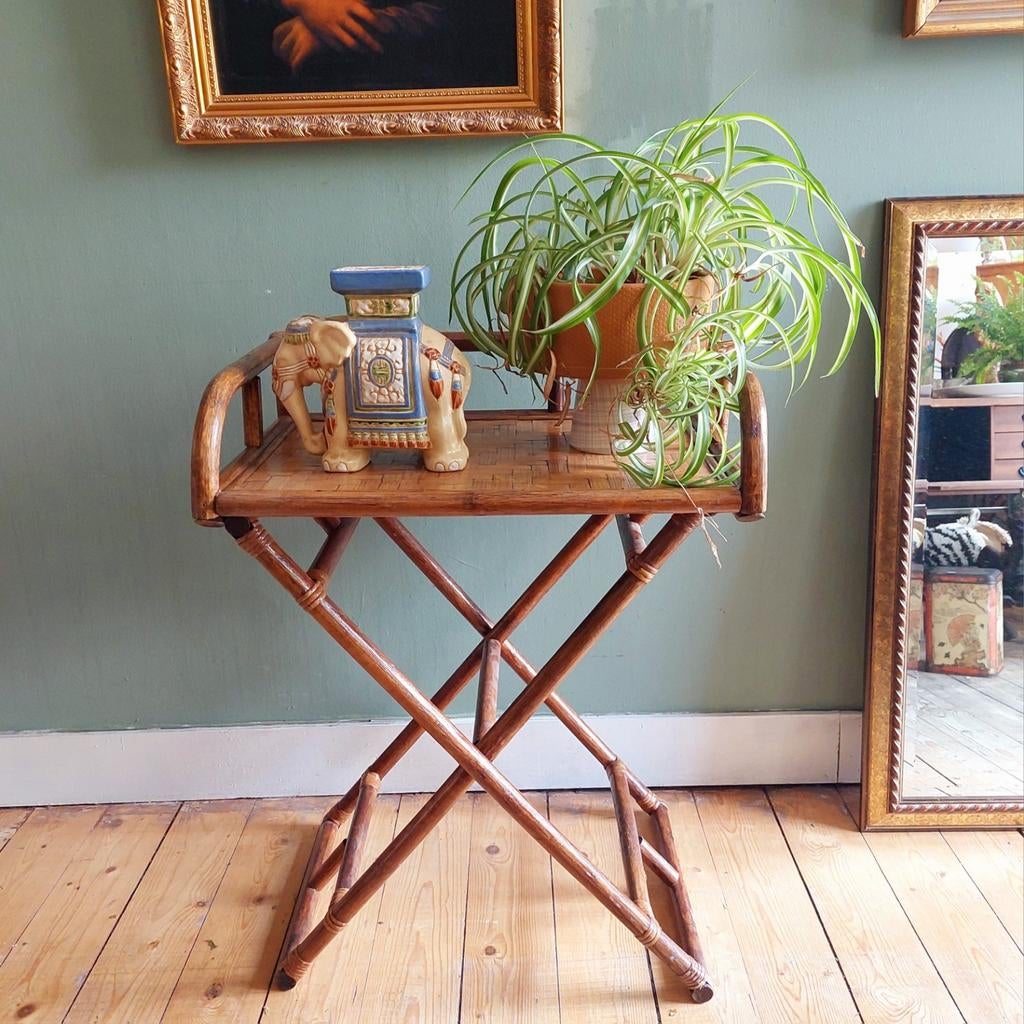 Lucky Vintage Bamboe opklapbare Butler Tray / Bijzettafel, Ophalen, Gebruikt, Onbekend@voorbeeld.com, Onbekend