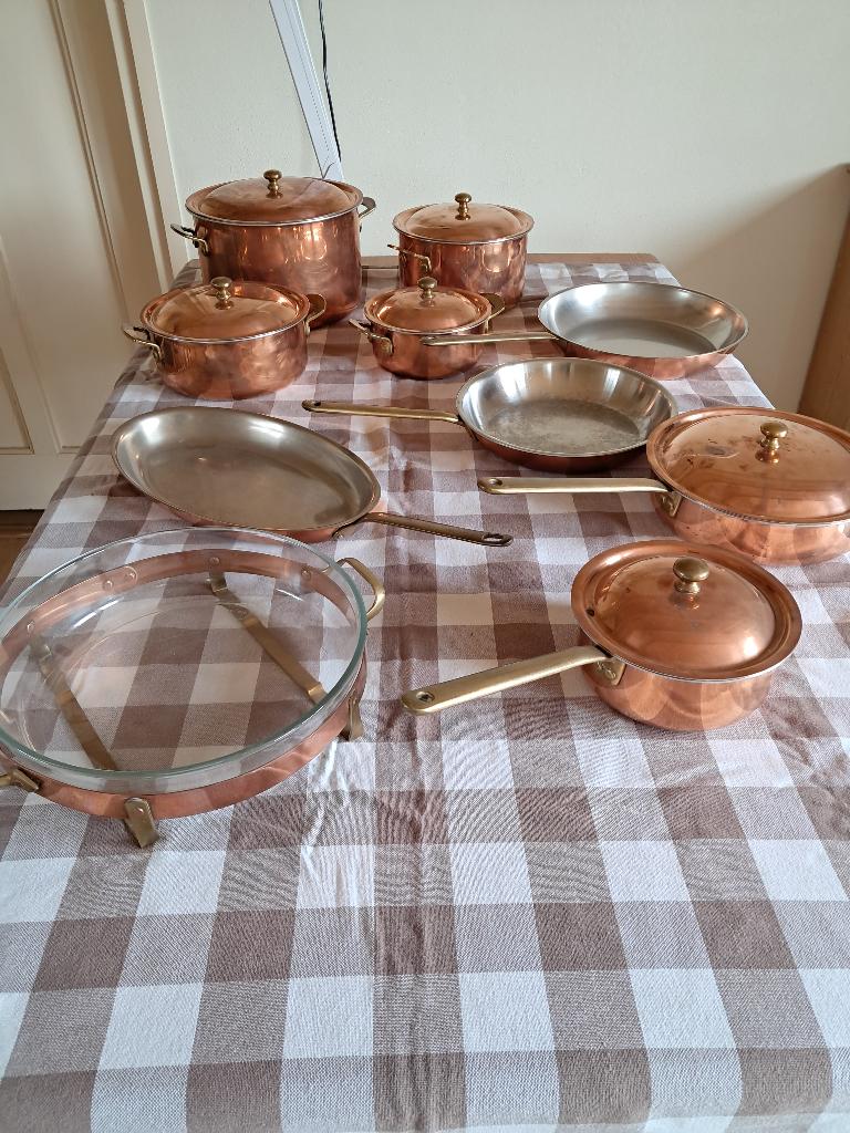 Koperen pannenset, spring culinox 10 delig, Ophalen of Verzenden, Zo goed als nieuw, Overige materialen, Pannenset