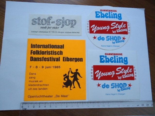 sticker oud Eibergen vintage EBELING dans festival retro, Verzamelen, Verzenden, Zo goed als nieuw, Bedrijf of Vereniging