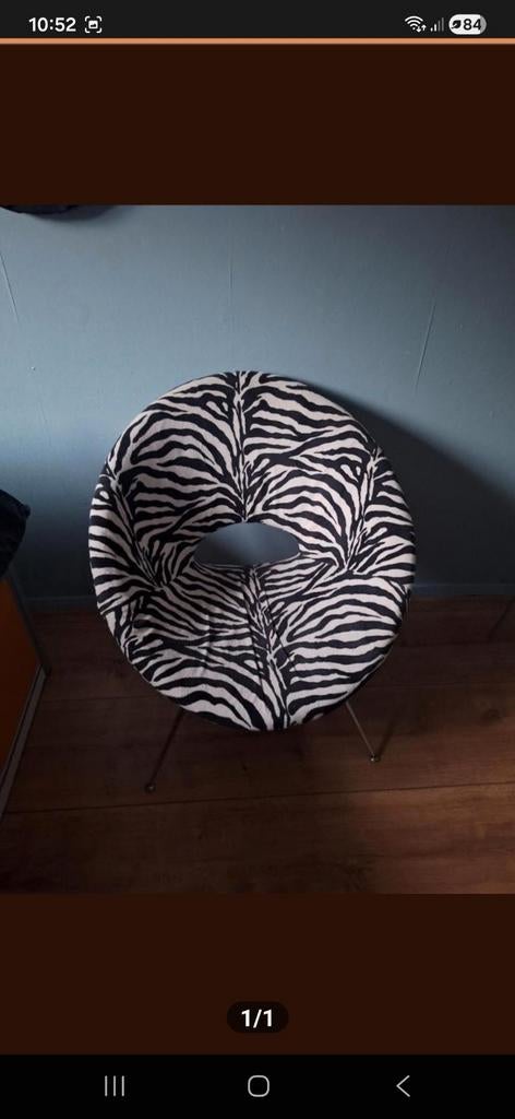 Unieke zebraprint stoel - Stevig en stijlvol design, Huis en Inrichting, Stoelen, Gebruikt, Zwart, Ophalen of Verzenden, Stof