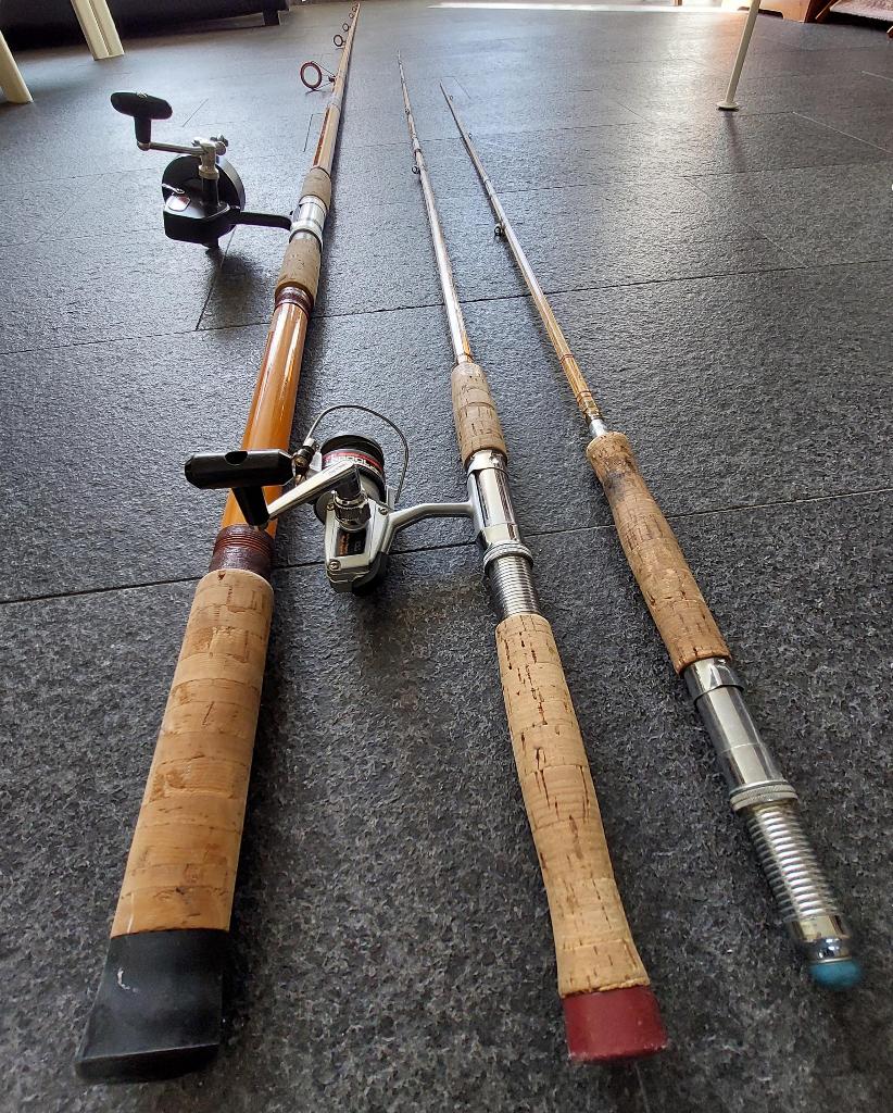 3 Hengels met accessoires, Ophalen, Gebruikt, Werphengel