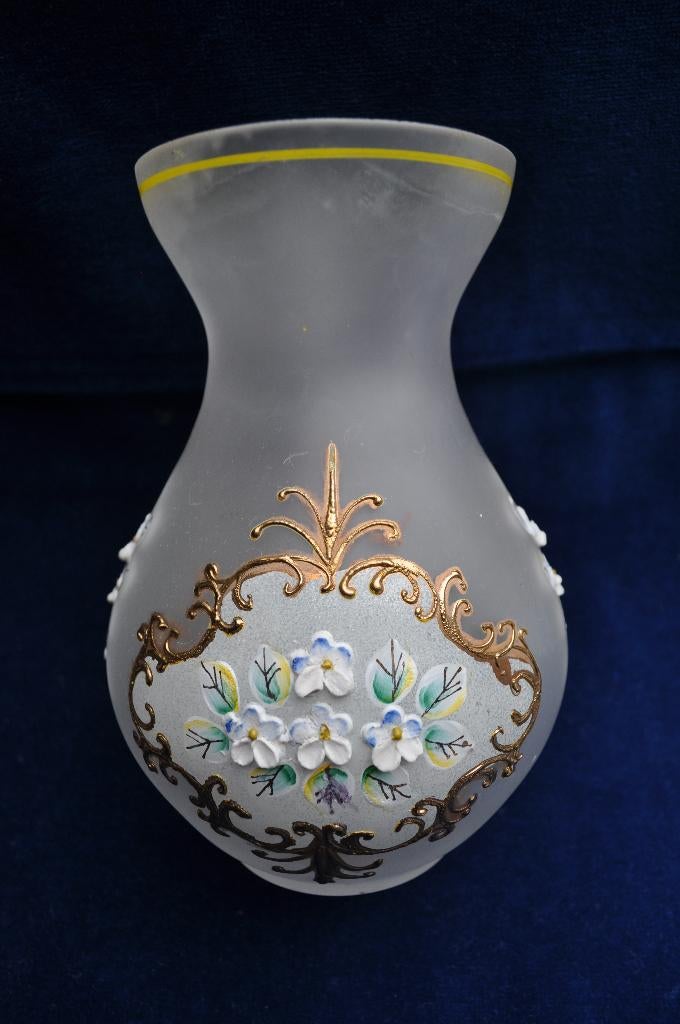 Vintage Vaasje Bloem Bloemen Glas 17 cm, Antiek en Kunst, Ophalen
