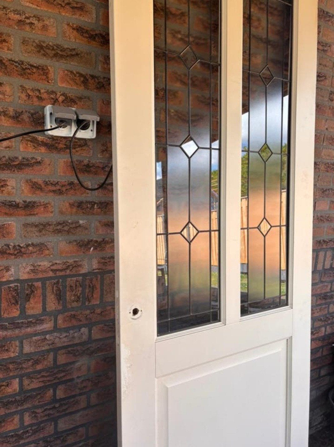 Deur met glas en lood, Ophalen, Gebruikt, 80 tot 100 cm, Binnendeur