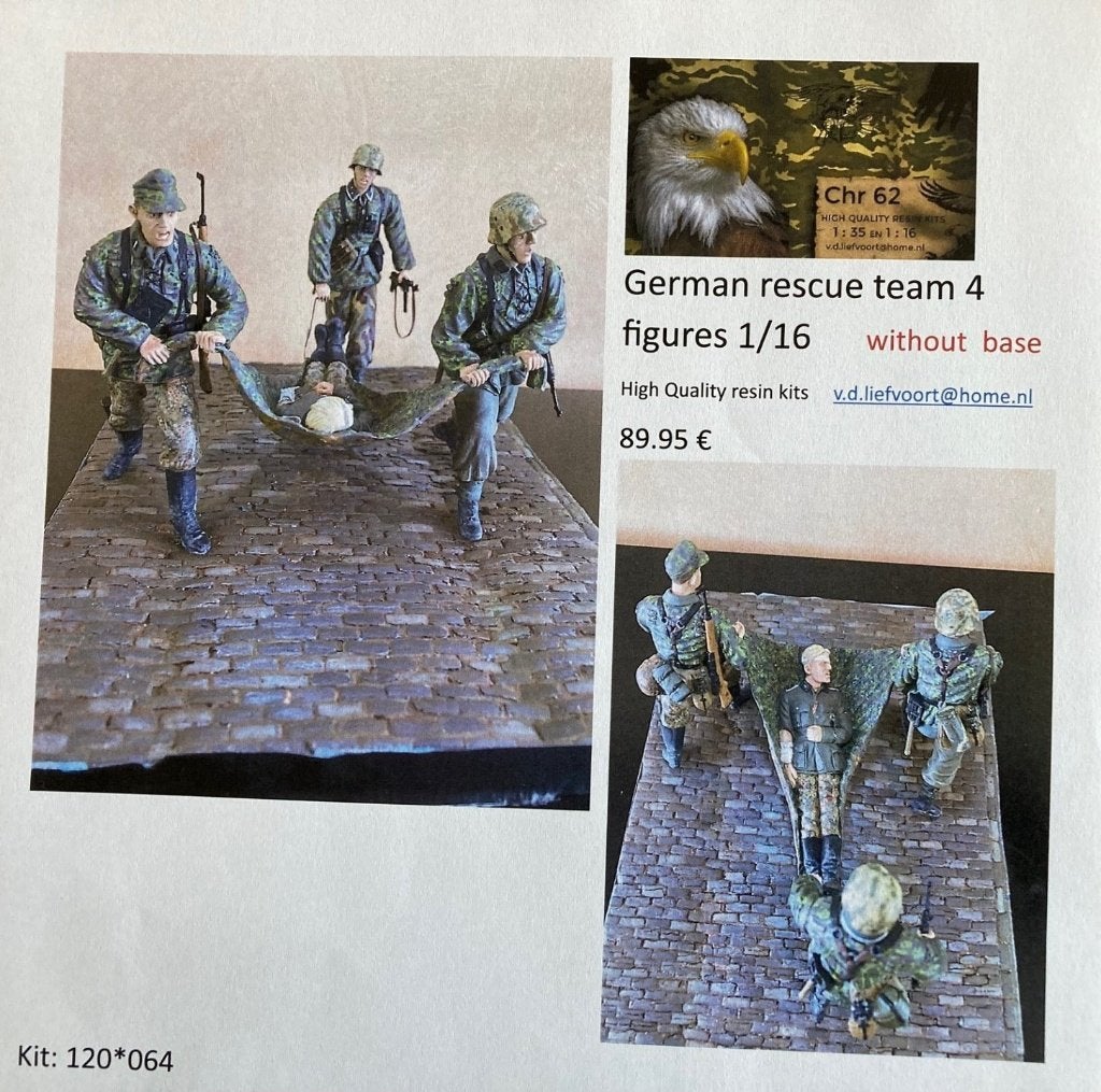 German rescue team 4 fig. 1/16, Ophalen of Verzenden, Nieuw, Groter dan 1:35, Figuur of Figuren