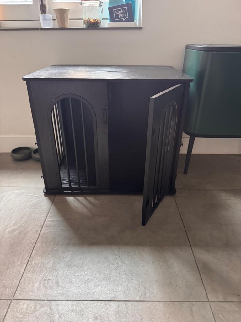 Kleine bench hout zwart, Dieren en Toebehoren, Hondenbenches, Zo goed als nieuw, Ophalen