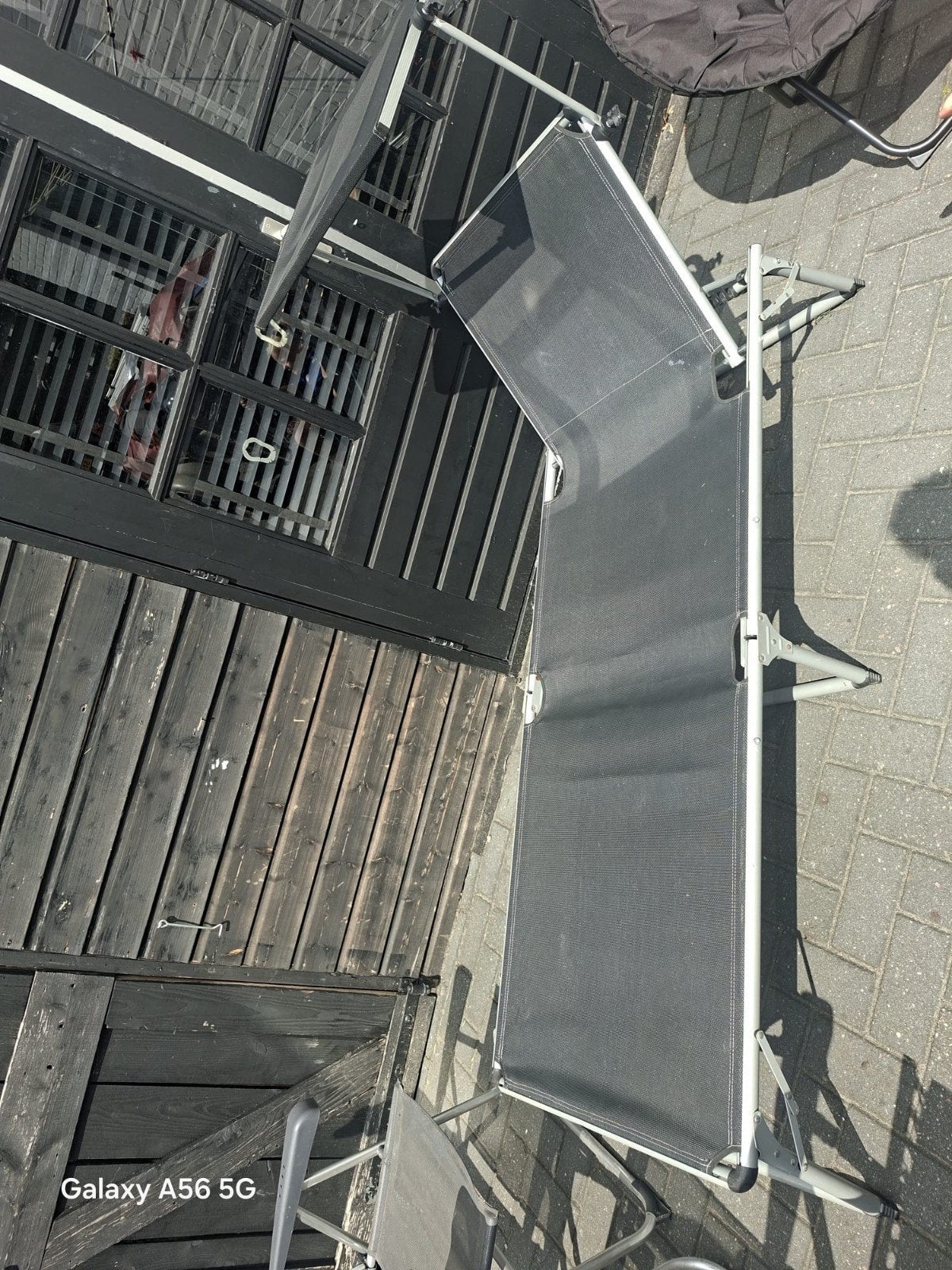 ligbed met zonnescherm, Tuin en Terras, Ophalen of Verzenden, Gebruikt, Aluminium