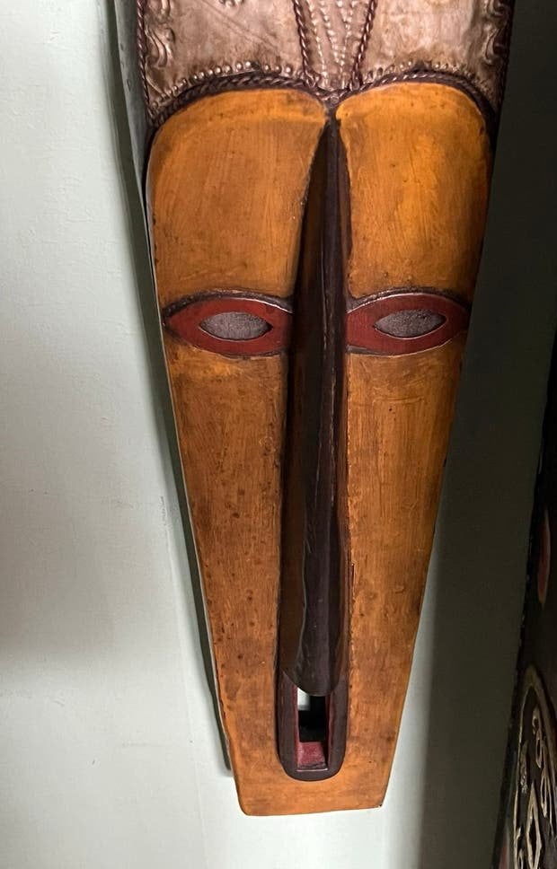 Prachtige en Grote Houten Masker - Houtsnijwerk - Ghana, Hout, Bruin, Afrika, Masker