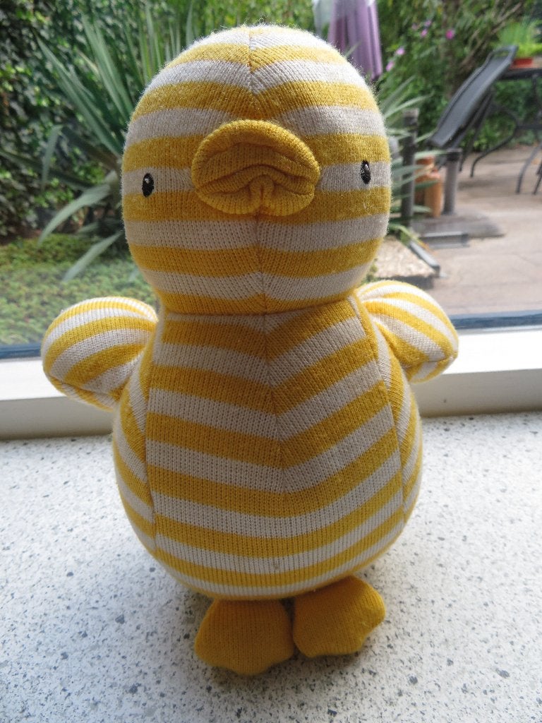 Eend merk Jellycat geel wit gestreept tuimelaar met geluid, Jellycat, Met label, Geel, Ophalen of Verzenden