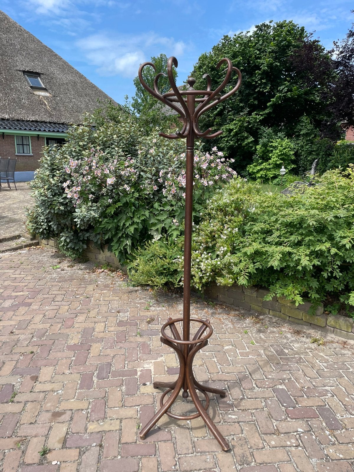 Ronde houten kapstok, Huis en Inrichting, Woonaccessoires | Kapstokken, Ophalen, Gebruikt, Staande kapstok, 150 tot 200 cm