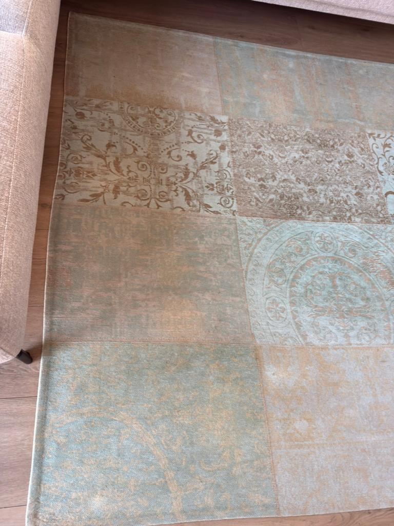 Modern patchwork vloerkleed 170x240 cm - Beige/Groen, Ophalen, Gebruikt, 150 tot 200 cm, 200 cm of meer