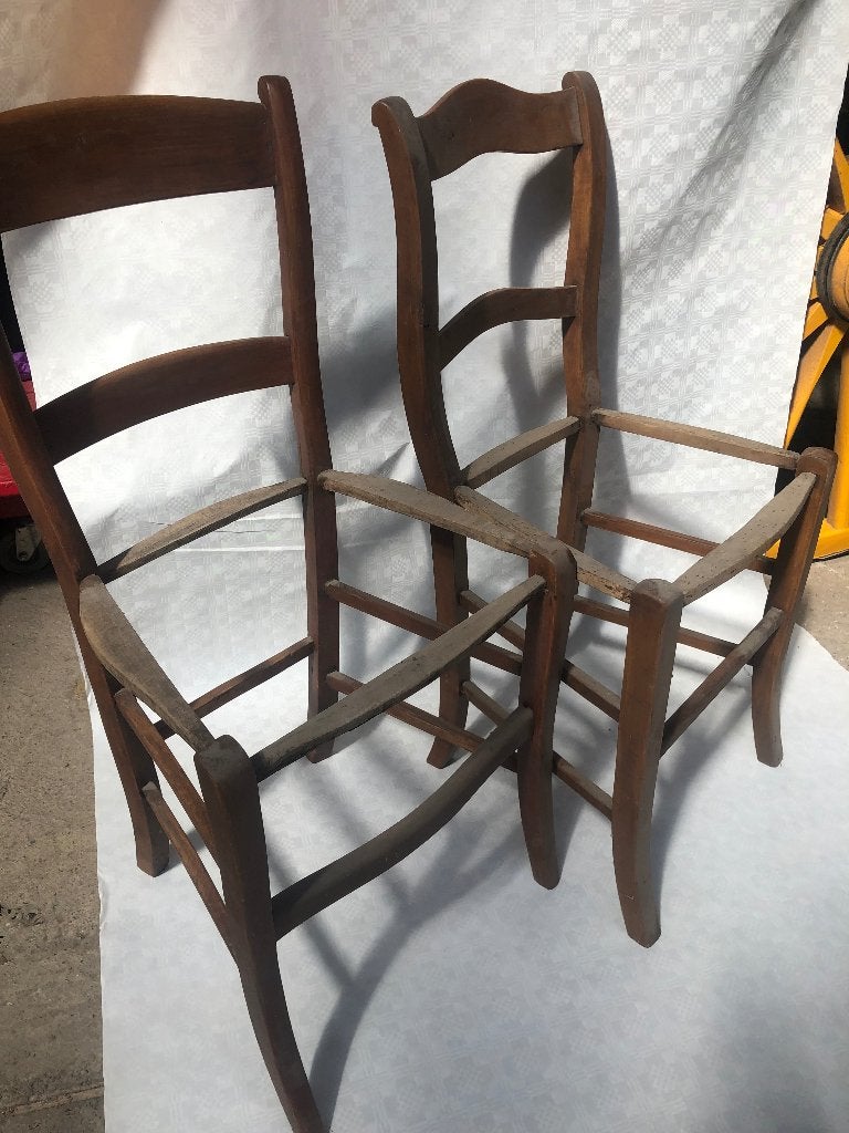 4 antieke stoeltjes zonder biezen vintage, Ophalen