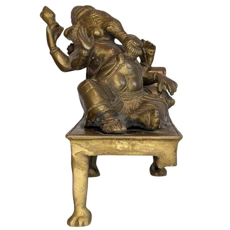 Antieke bronzen Ganesha – Noord-India/Himalaya – 117, Gebruikt, Ophalen of Verzenden, 18 cm, Goud