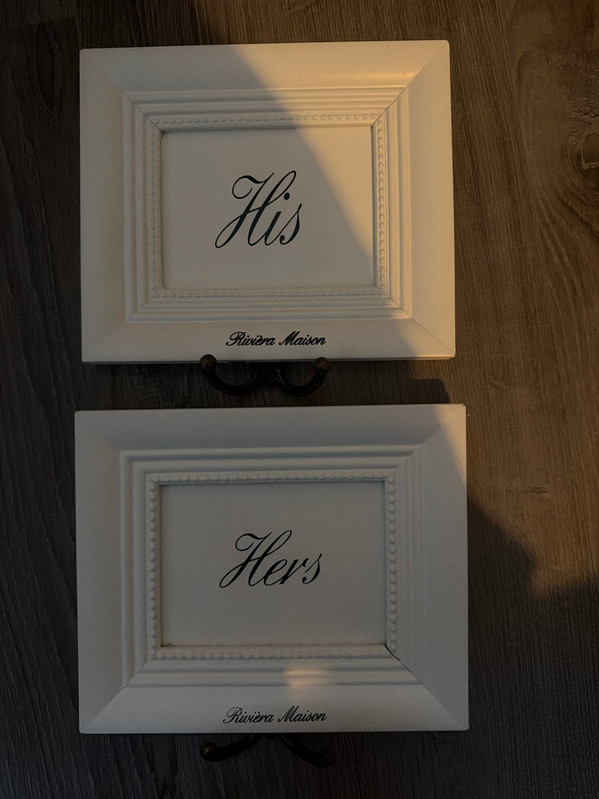 Riviera Maison 'His' en 'Hers' kapstokhaken, Huis en Inrichting, Wandhaken, Ophalen of Verzenden, Zo goed als nieuw, Minder dan 100 cm