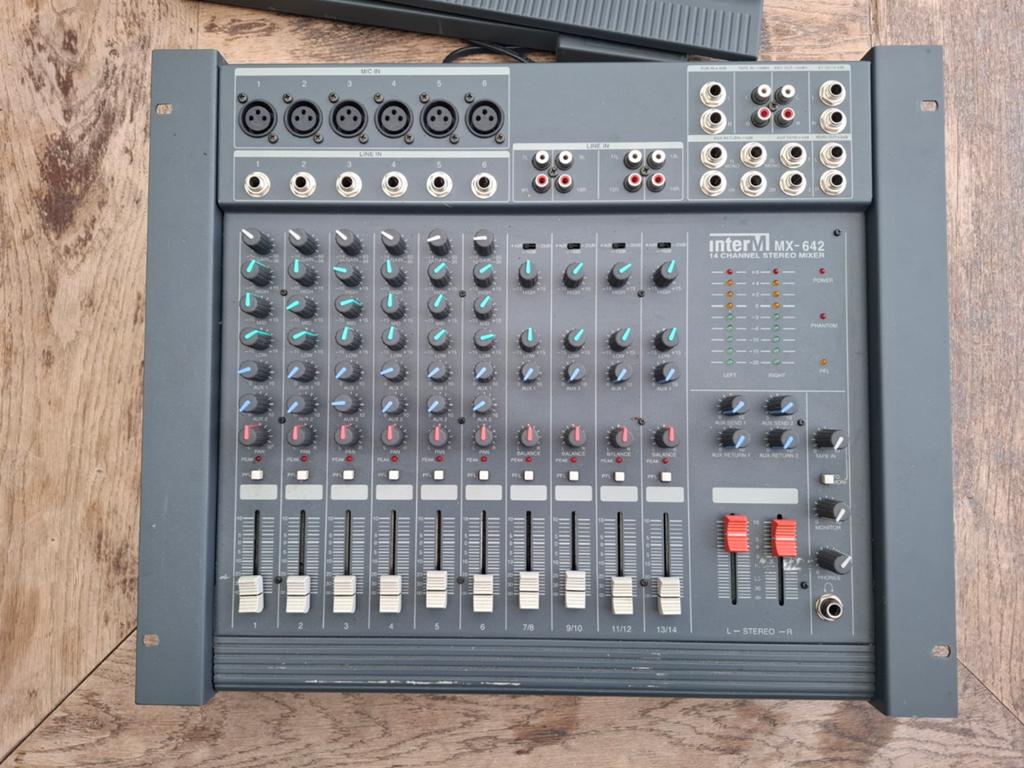 Inter-M MX-642 Stereo Micro Mixer - 14 kanalen, Ophalen of Verzenden, Gebruikt, 5 tot 10 kanalen, Microfooningang
