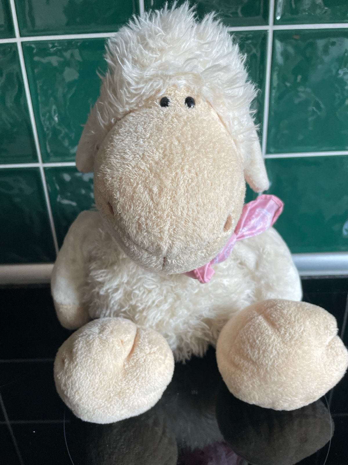 Grote en kleine schaap knuffel - 20 cm en 4 cm, Gebruikt, Overige typen, Ophalen of Verzenden, Middelgroot (20 tot 80 cm)
