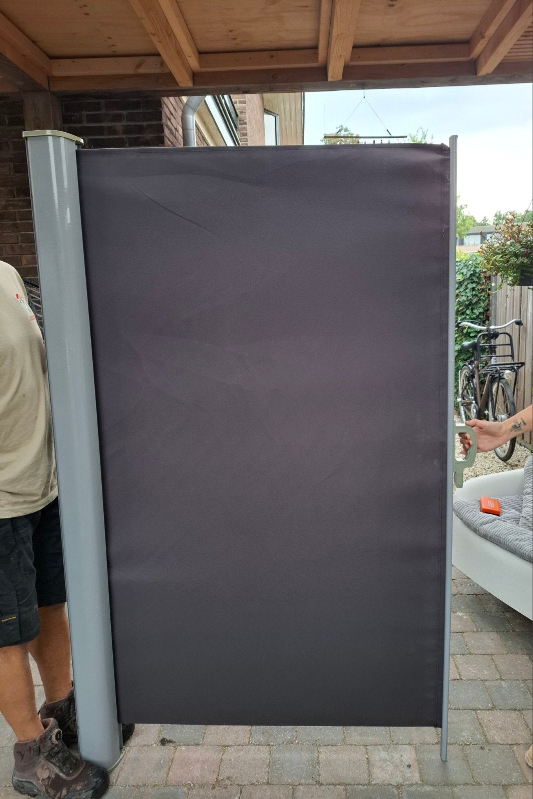 uittrekbaar terrasscherm grijs - 180x300 cm, Tuin en Terras, Ophalen, Gebruikt, Overige typen, 150 tot 300 cm