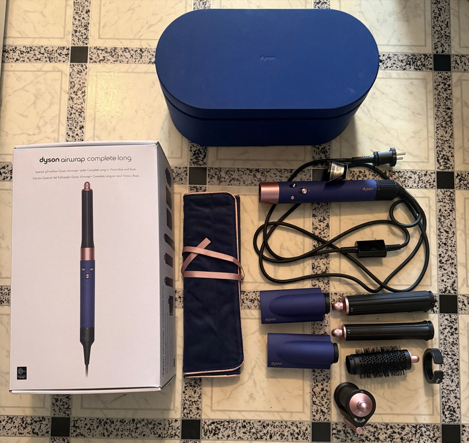 Dyson Airwrap Complete Long in blauw/koper, Verzenden, Zo goed als nieuw, Krultang of Stijltang