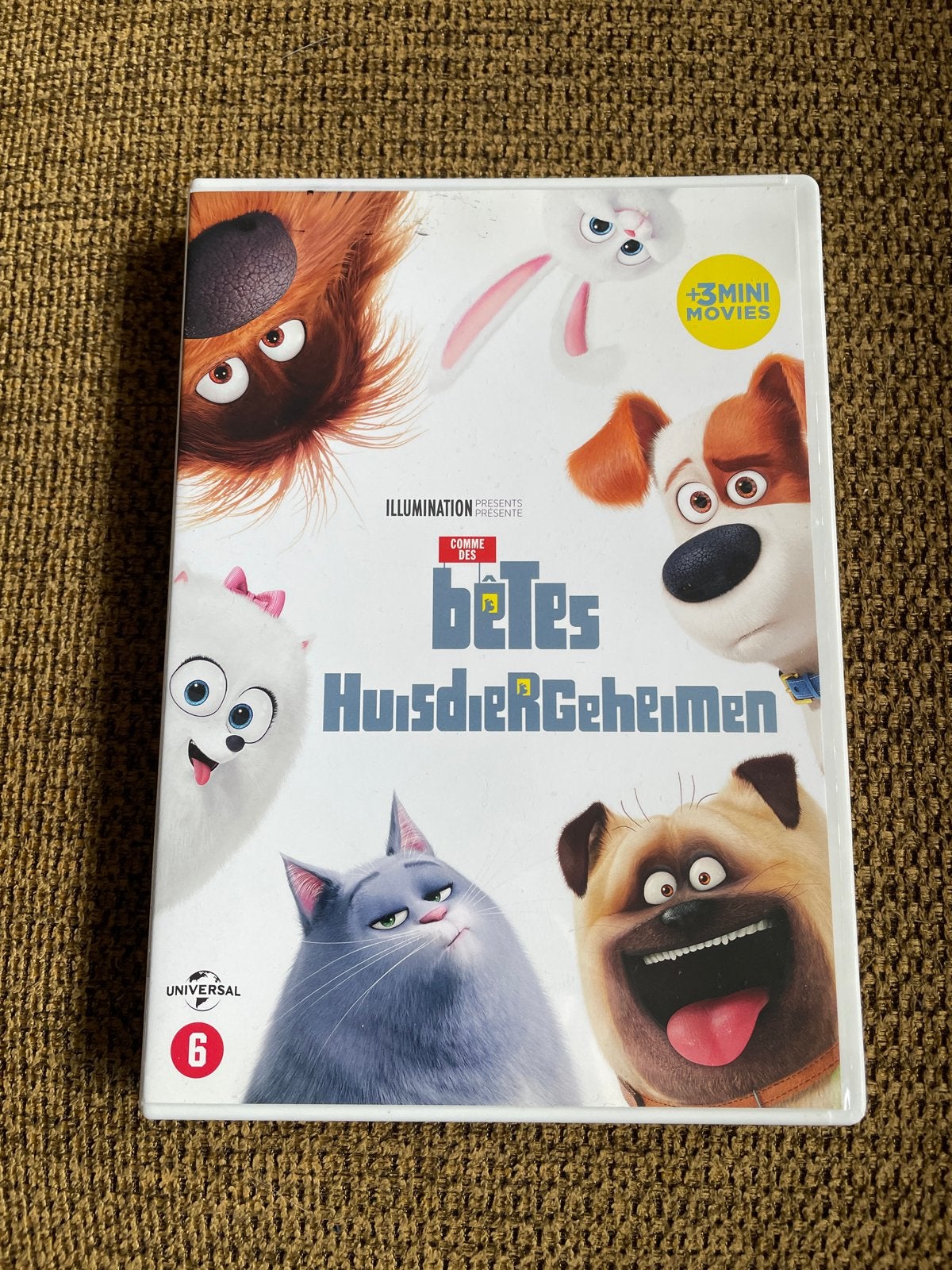 Huisdiergeheimen dvd +3 Mini Movies, Bonusmateriaal, Animatie, Nederlands, Zo goed als nieuw