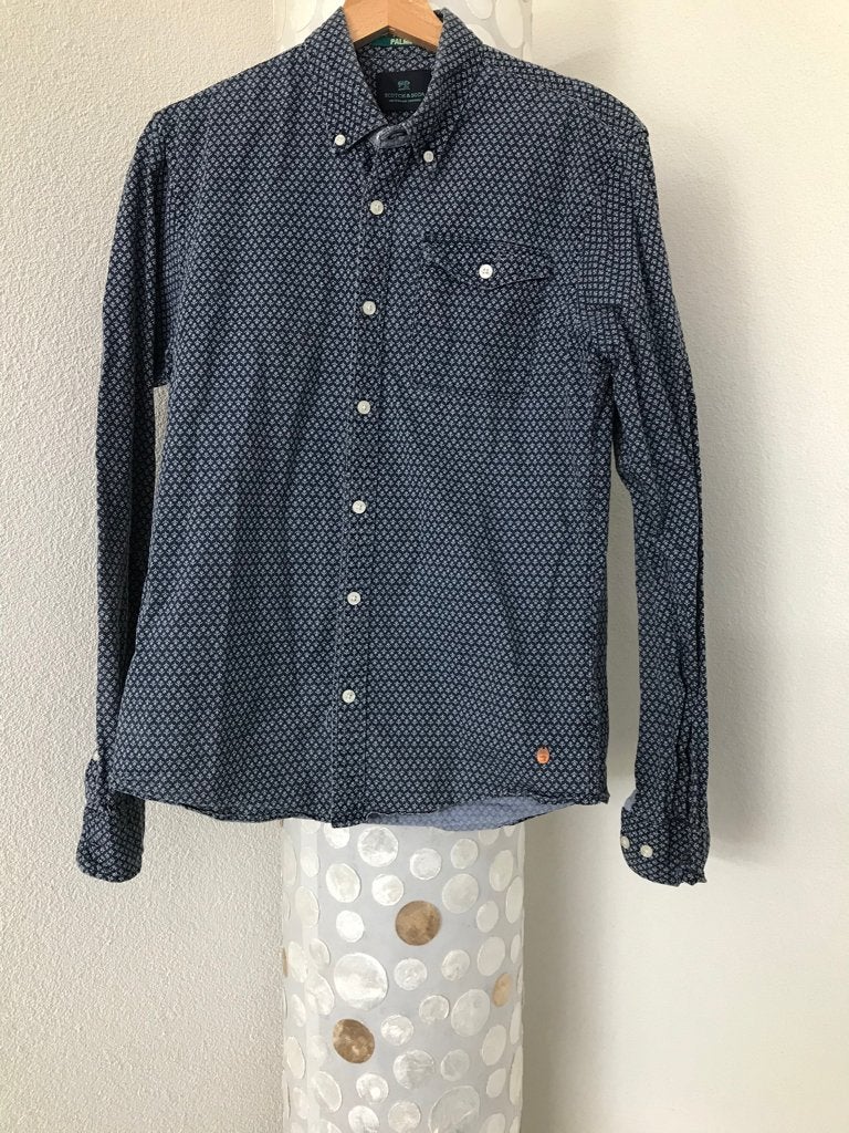 Scotch soda blouse overhemd blauw used look s valt xs, Blauw, Halswijdte 38 (S) of kleiner, Zo goed als nieuw, Schipluidenlaan 20 5035KJ Tilburg