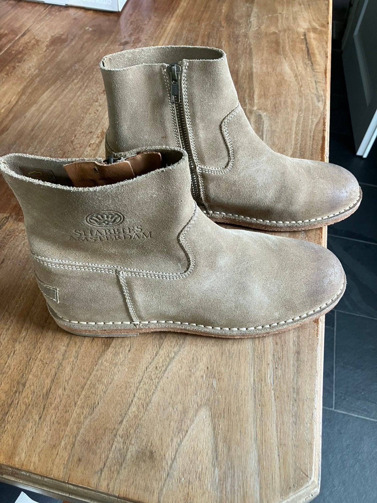 SHABBIES AMSTERDAM suede enkellaarsjes 39, Shabbies Amsterdam, Zwart, Lage of Enkellaarzen, Ophalen of Verzenden