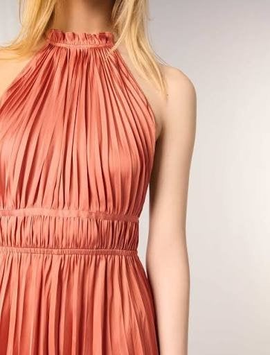Maje geplooide maxi jurk  new -0Maat 38, Maat 38/40 (M), Nieuw, Oranje, Ophalen of Verzenden