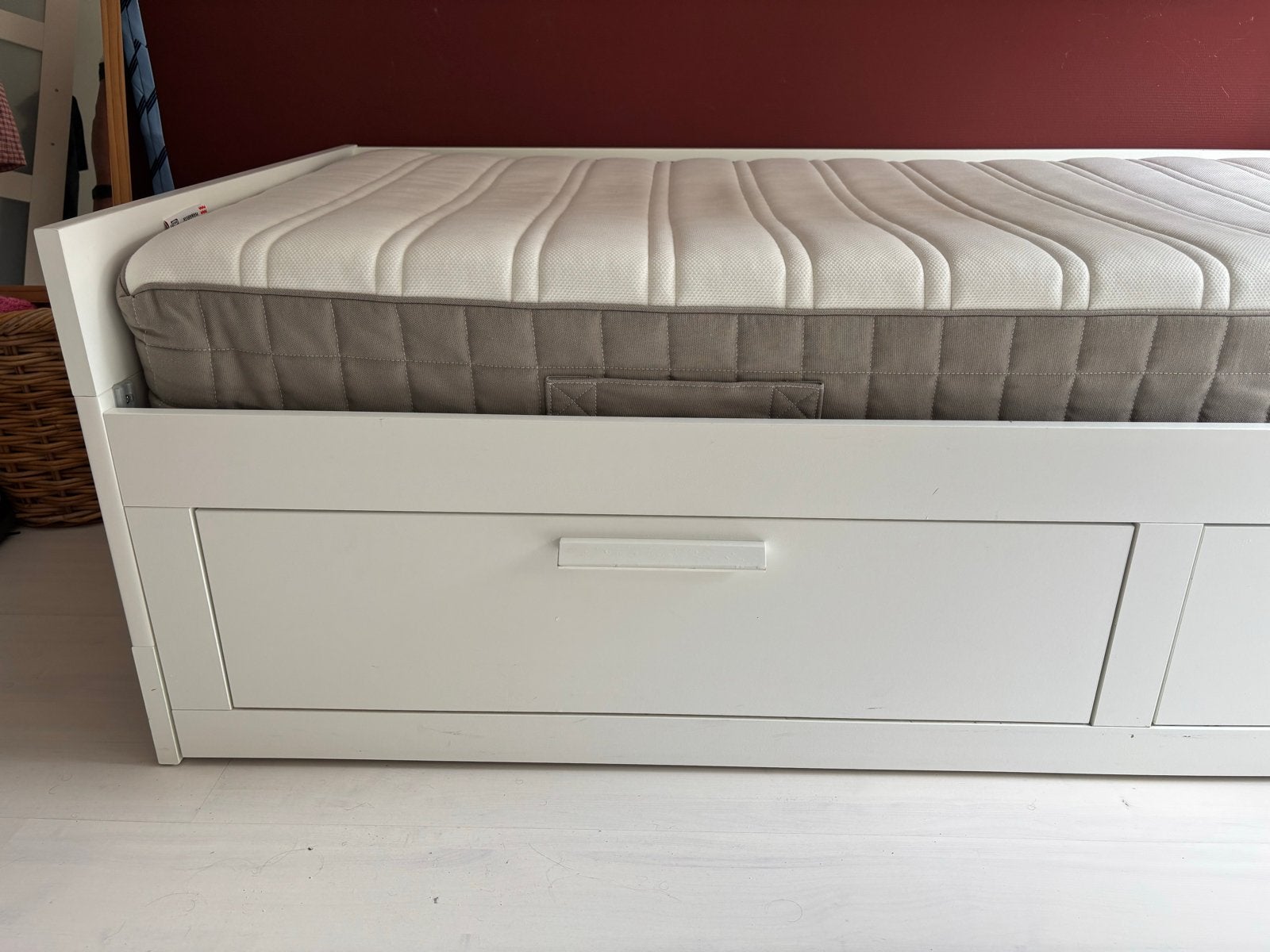 IKEA Brimnes bed 80x200cm, uitschuifbaar + gratis matras, Ophalen, Wit, Tweepersoons, 80 cm