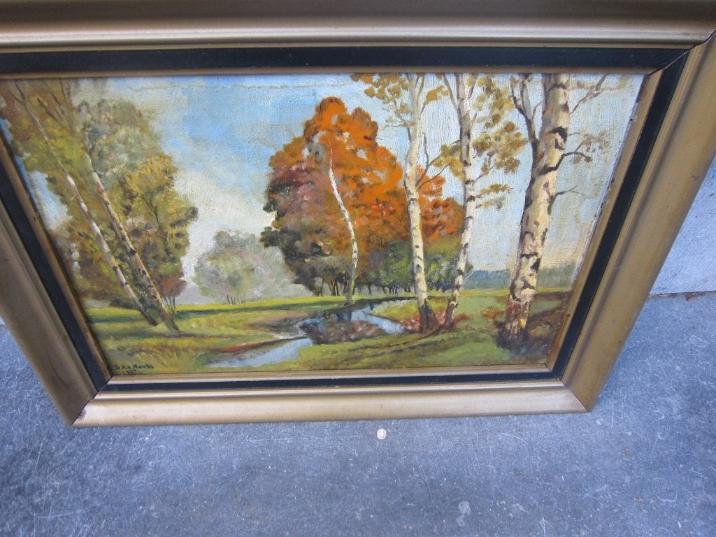 Natuurschilderij "" De biesbosch, ? sign DA van Houts, Ophalen, Landschap