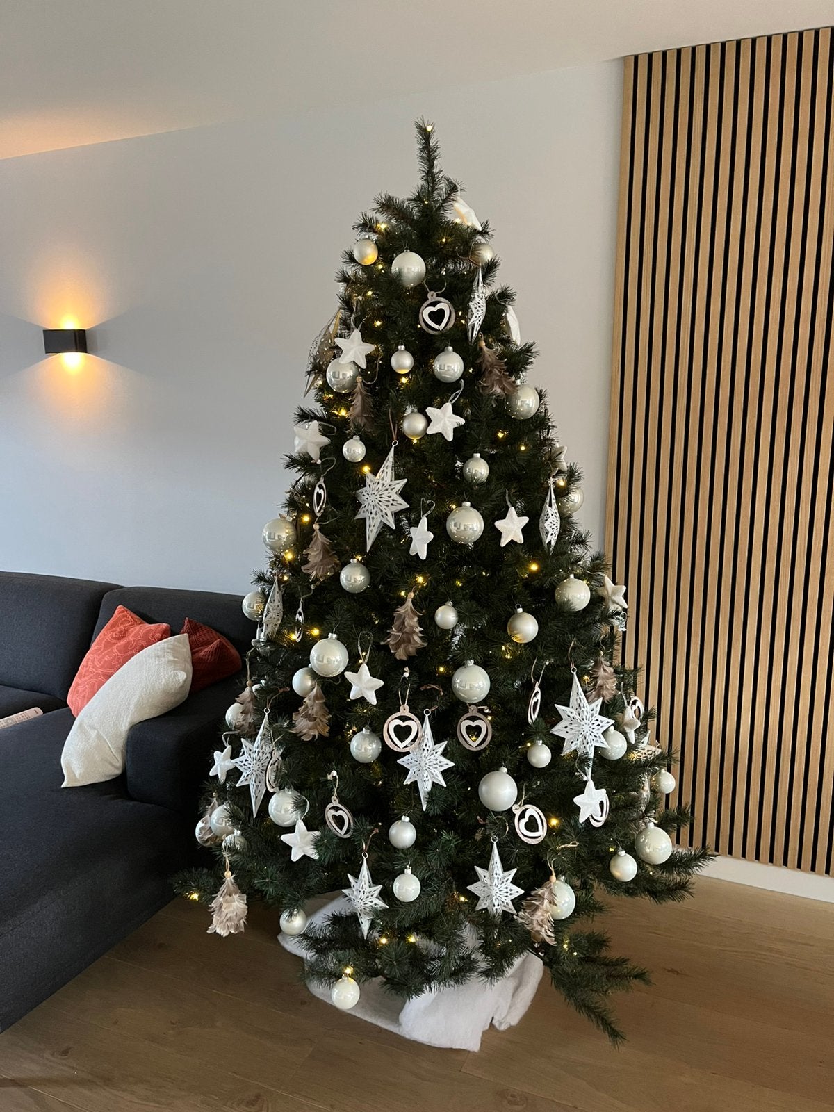 Kunstkerstboom met vaste lichtjes incl. versiering, Ophalen, Gebruikt
