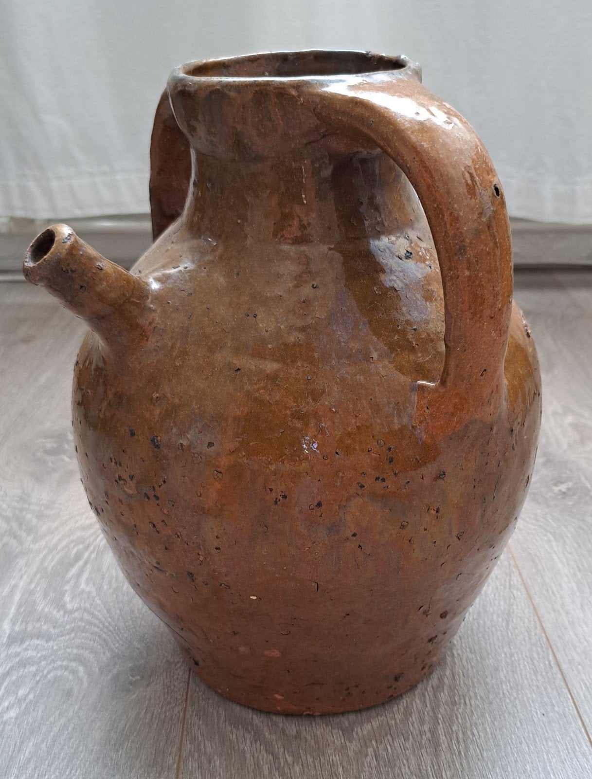 Antieke 18e-eeuwse Franse terracotta pot walnootolie, Ophalen of Verzenden