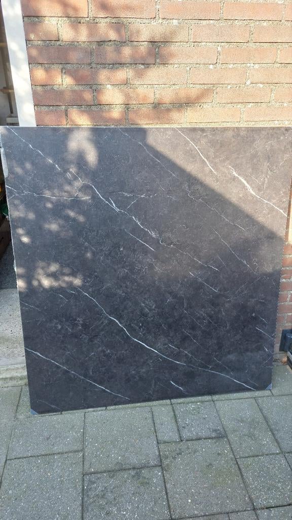 Zwart marmeren wandpaneel 120x113 cm voor douche/toilet, Doe-het-zelf en Verbouw, Tegels, Nieuw, Overige typen, Overige materialen