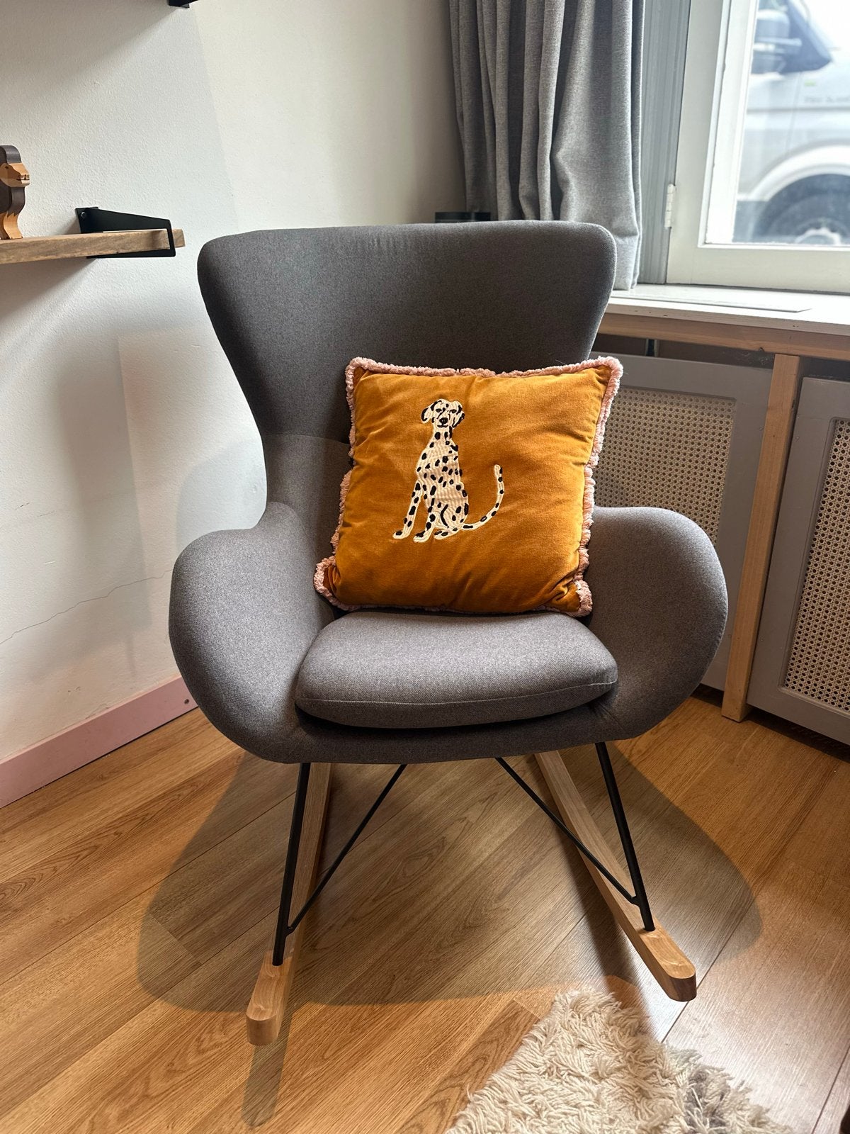 Ventura Design Scandinavia Swing Schommelstoel Antraciet, Huis en Inrichting, Stoelen, Ophalen, Zo goed als nieuw, Eén, Stof