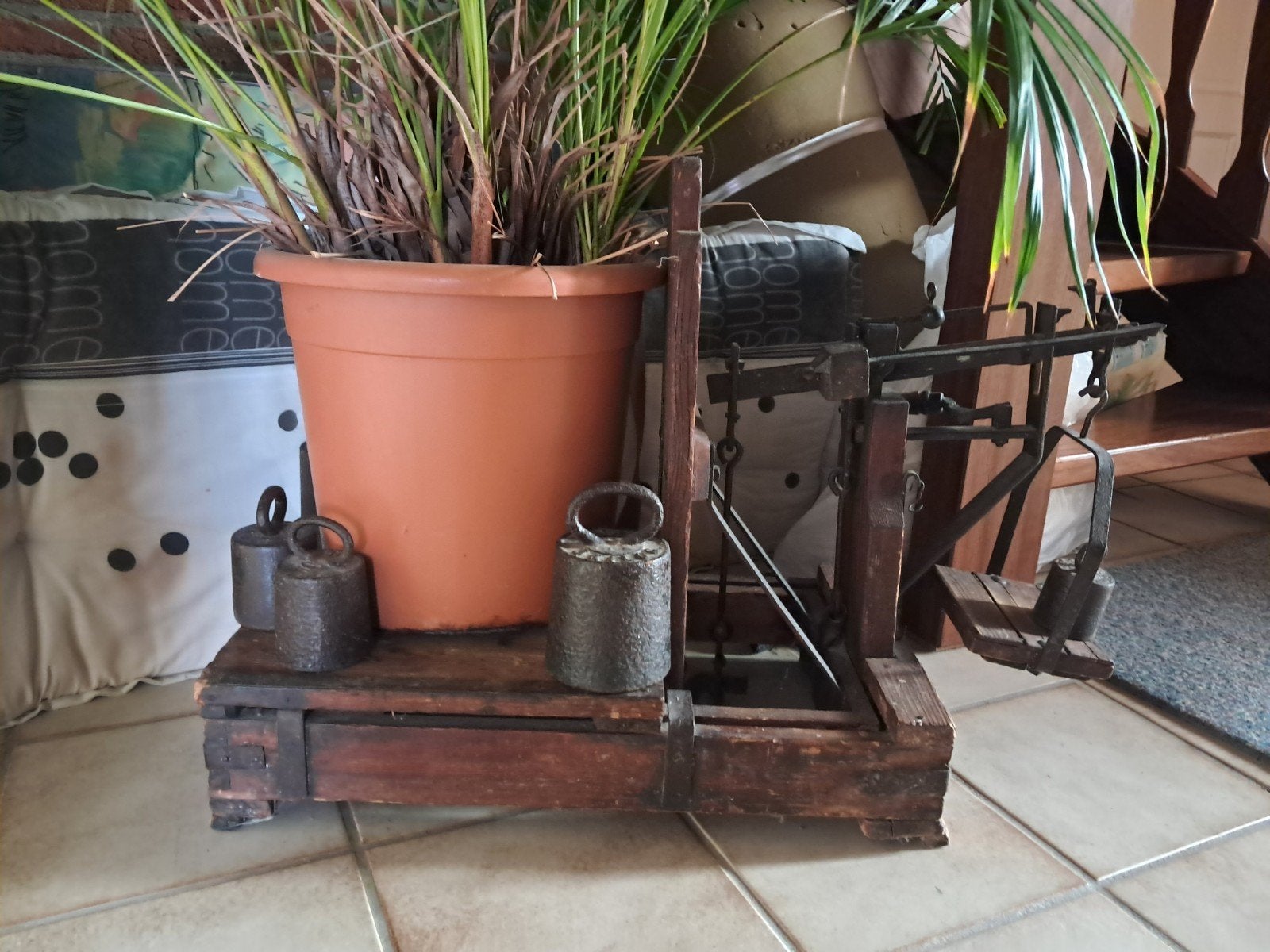 Antieke bascule weegschaal met gewichten, Ophalen of Verzenden, Gebruikt, Overige typen, Minder dan 50 kg