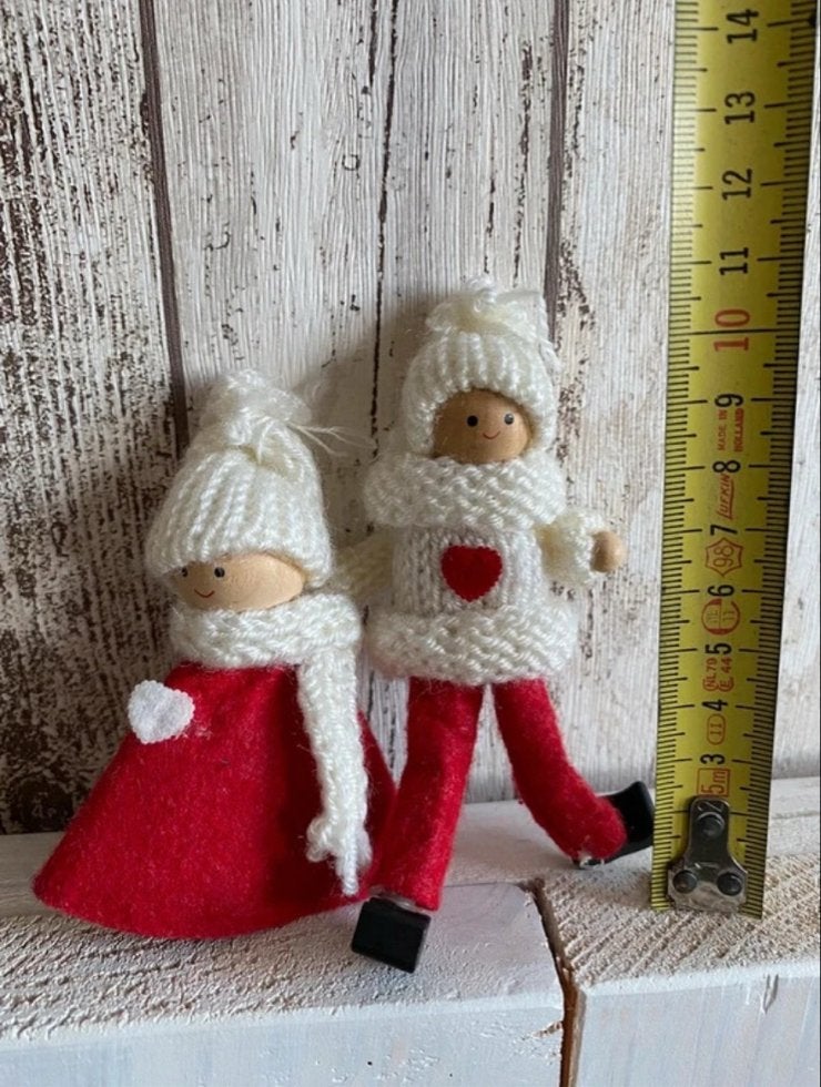 Handgemaakte hout popje poppetjes winter gebreide kerst, Ophalen of Verzenden, Nieuw