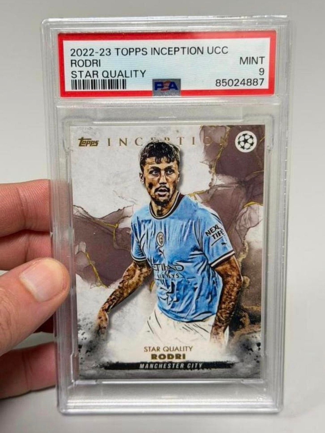 PSA 9 Rodri – Topps Inception UCC Star Quality 2022-23 card, Buitenlandse clubs, Spelerskaart, Nieuw, Ophalen of Verzenden
