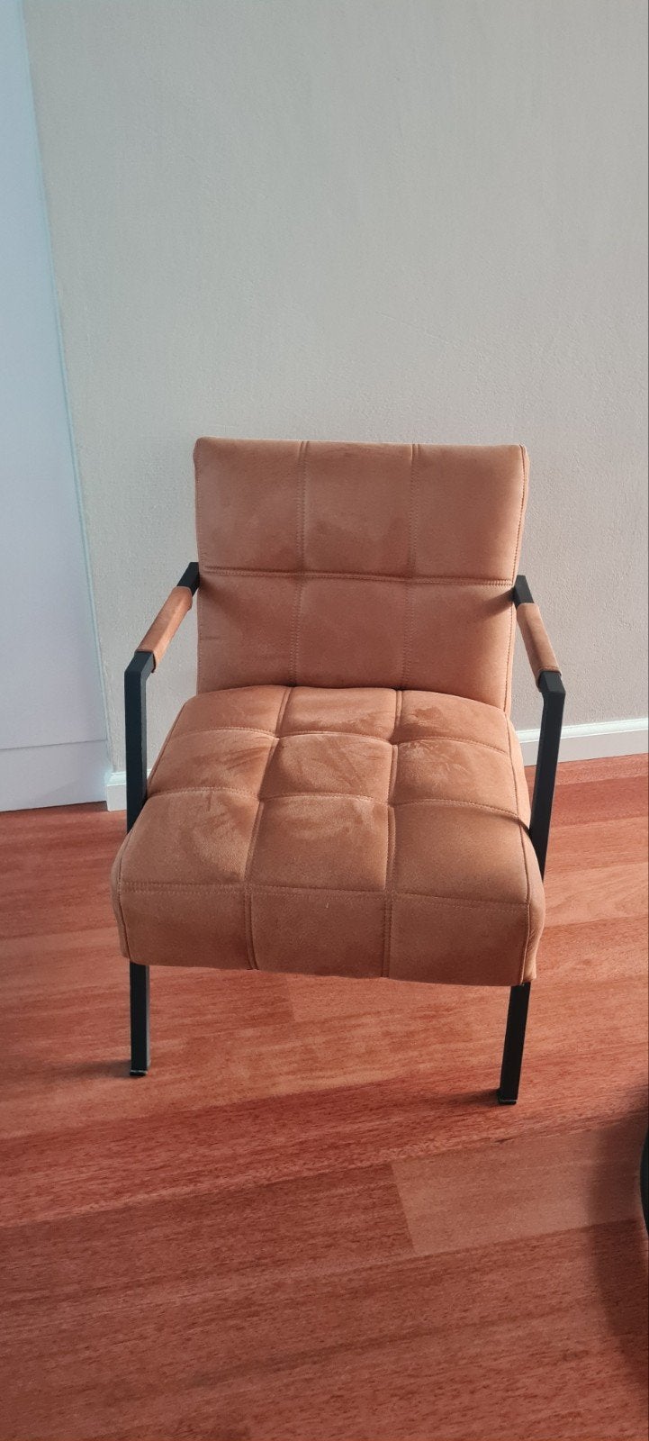 Comfortabele fauteuil cognac leader-look met zwart metaal, Huis en Inrichting, 75 tot 100 cm, Zo goed als nieuw, Metaal, 50 tot 75 cm