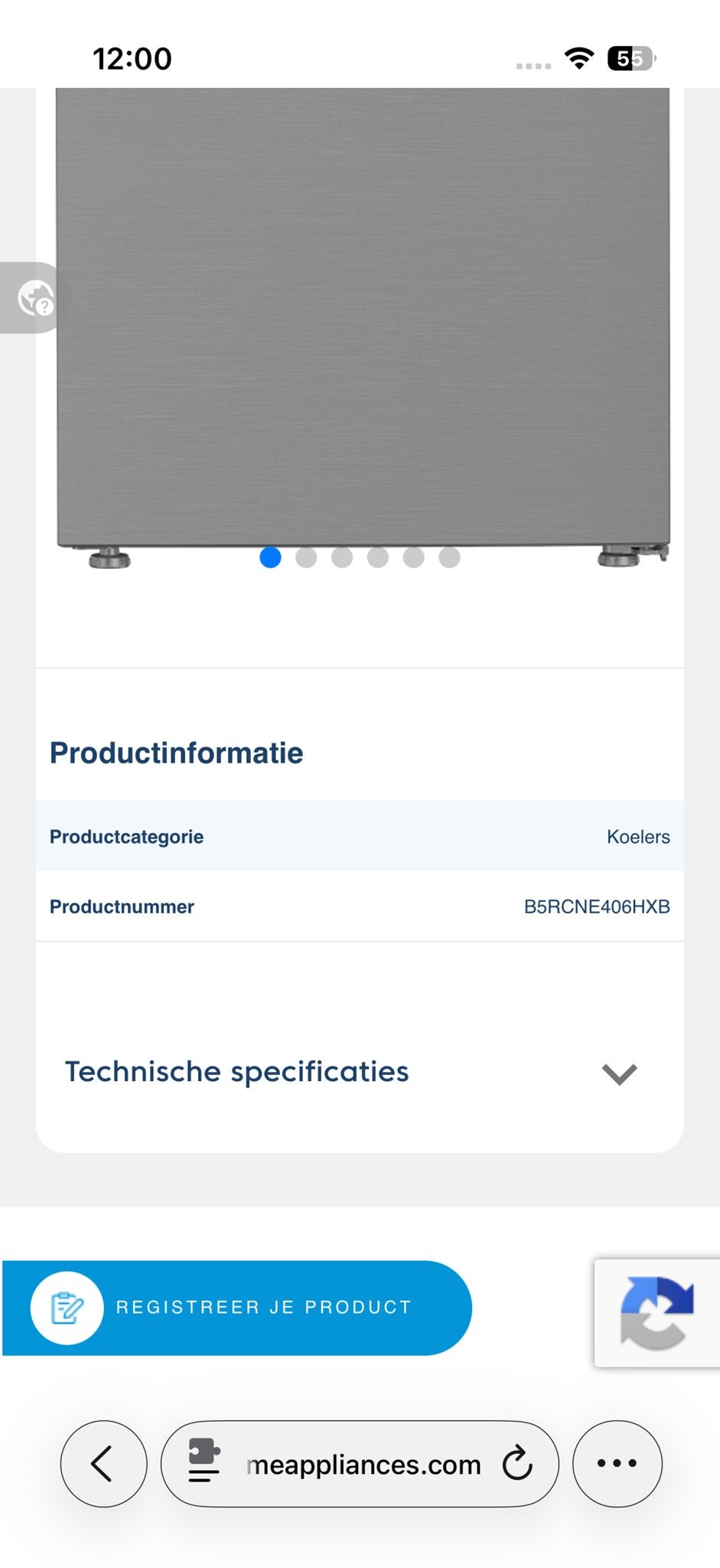 Beko Koel-vriescombinatie B5RCNE406HXB - Kleine beschadiging, Ophalen, Gebruikt, 200 liter of meer, Met aparte vriezer