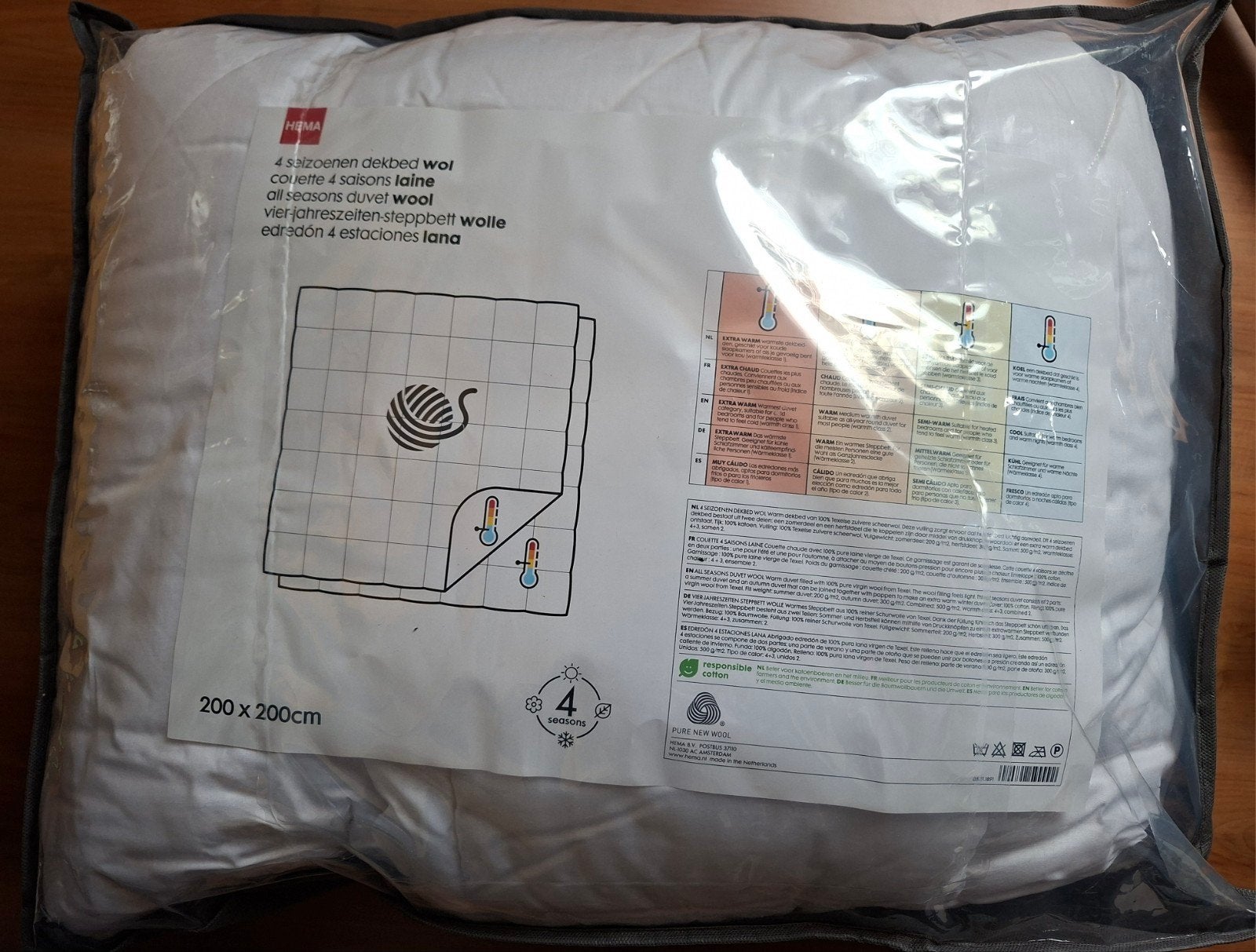 Nieuw Wol Dekbed 4 seizoenen 200x200, Ophalen, Wit, Deken of Dekbed, HEMA