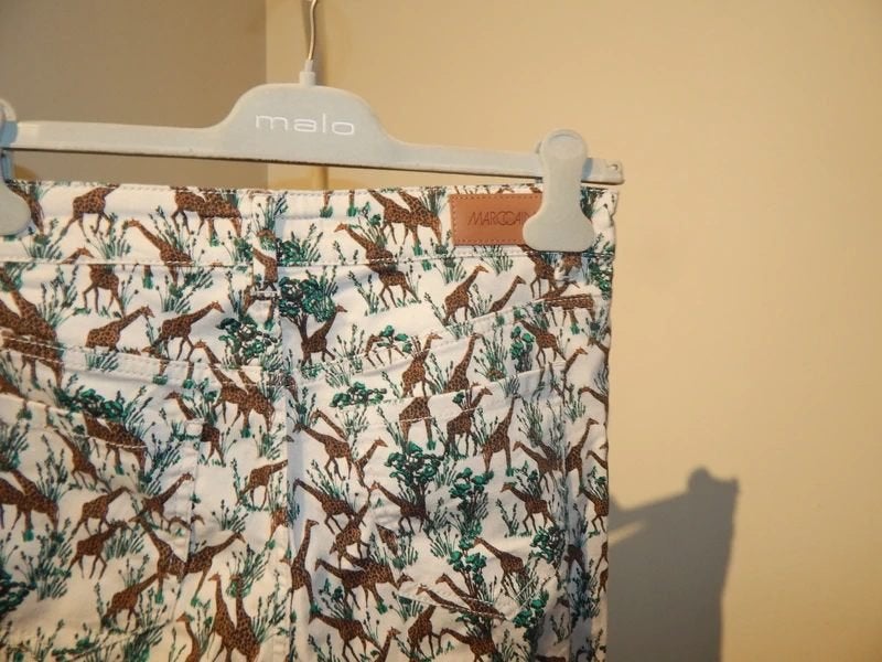 Marccain mooie broek in print giraffe en natuur N2/S, Zo goed als nieuw, Maat 36 (S), Lang, Marccain