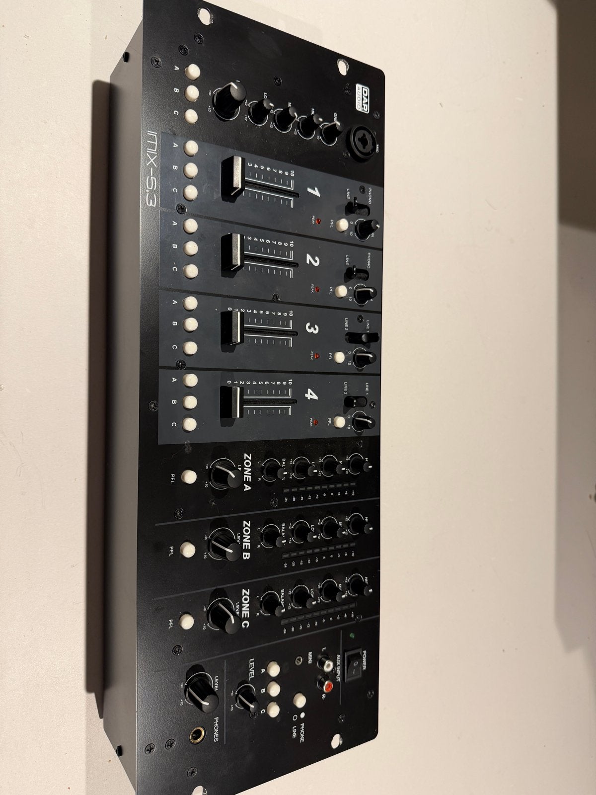 DAP Audio iMIX-5.3 Zone Mixer - 5 kanalen, 3 zones, Ophalen of Verzenden, Gebruikt, 5 tot 10 kanalen, Microfooningang