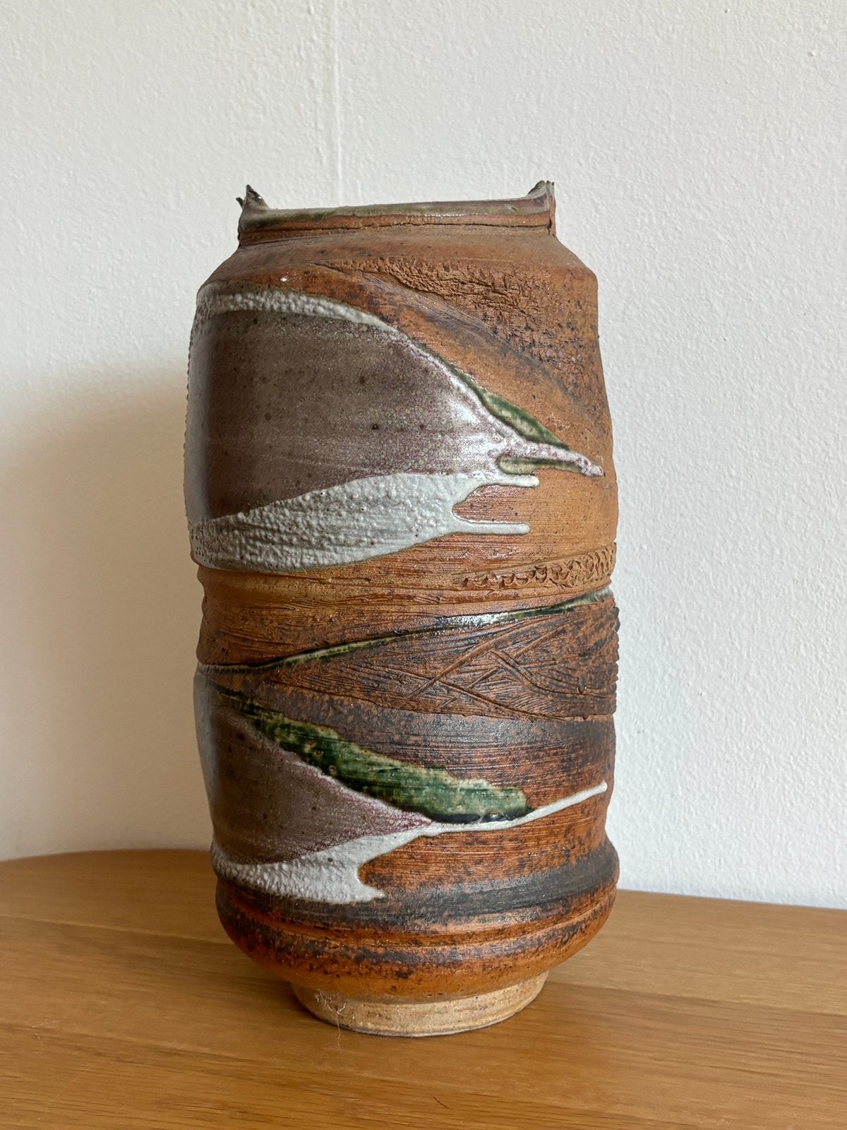 Antieke grote vaas - studio pottery, Ophalen of Verzenden