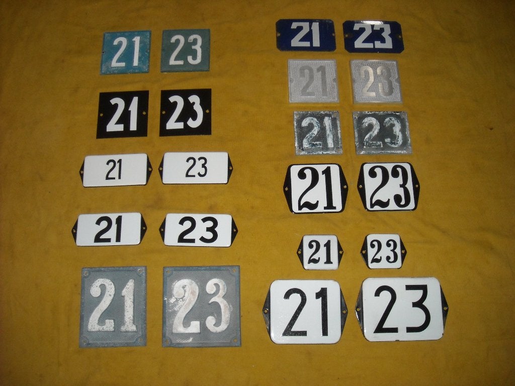 emaille huisnummer 21 en 23 ook 22 24 25 26 27 28 29 30 31 7, Ophalen of Verzenden