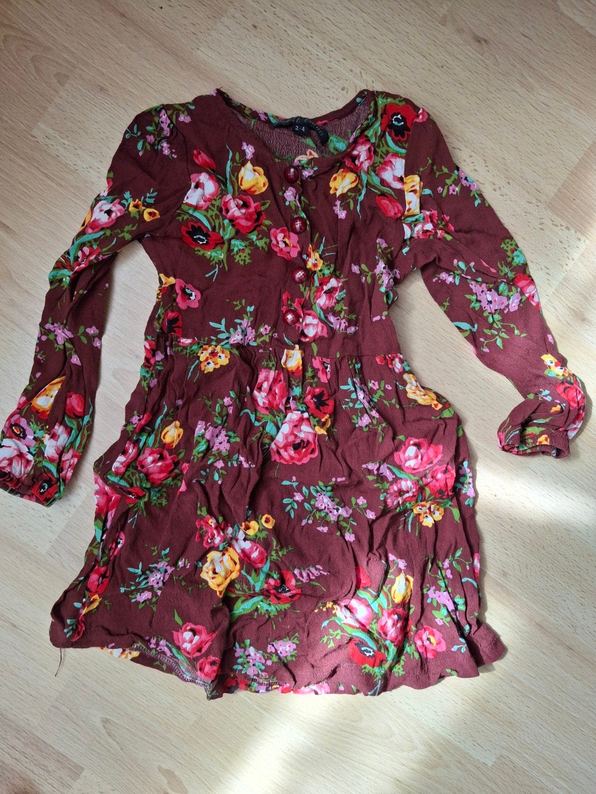 Petit Louie Jurk met Bloemenprint - Maat 2-4 Jaar, Bruin, Ophalen of Verzenden, Maat 34 (XS) of kleiner, Petit Louie