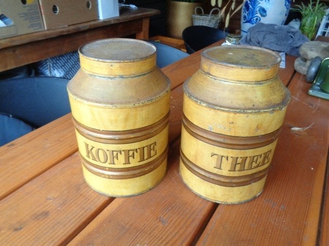2 winkelblikken / voorraadblikken Koffie en Thee (23 cm)., Verzamelen, Blikken, Ophalen of Verzenden, Gebruikt, Overige, Overige merken