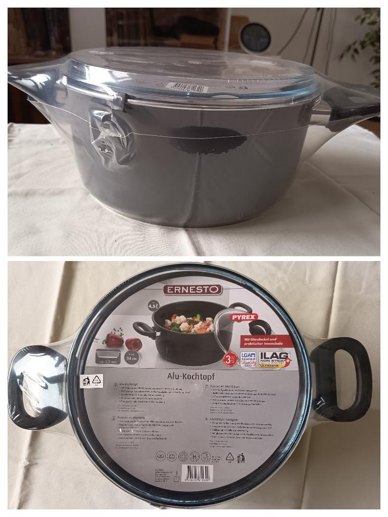 Hapjes pan + glazen deksel (nieuw), Ophalen, Nieuw, Aluminium, Kookpan of Snelkookpan