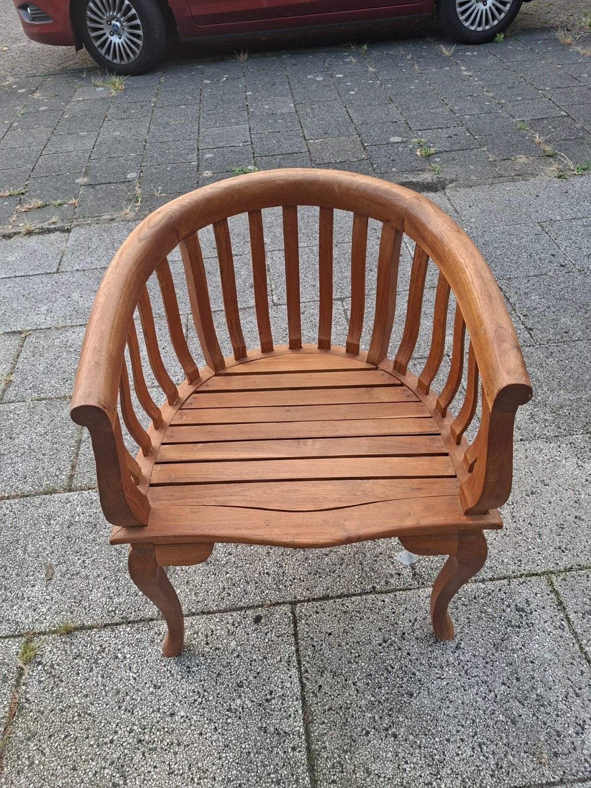 Massief houten kuipstoel - Vintage design, Antiek en Kunst, Ophalen of Verzenden
