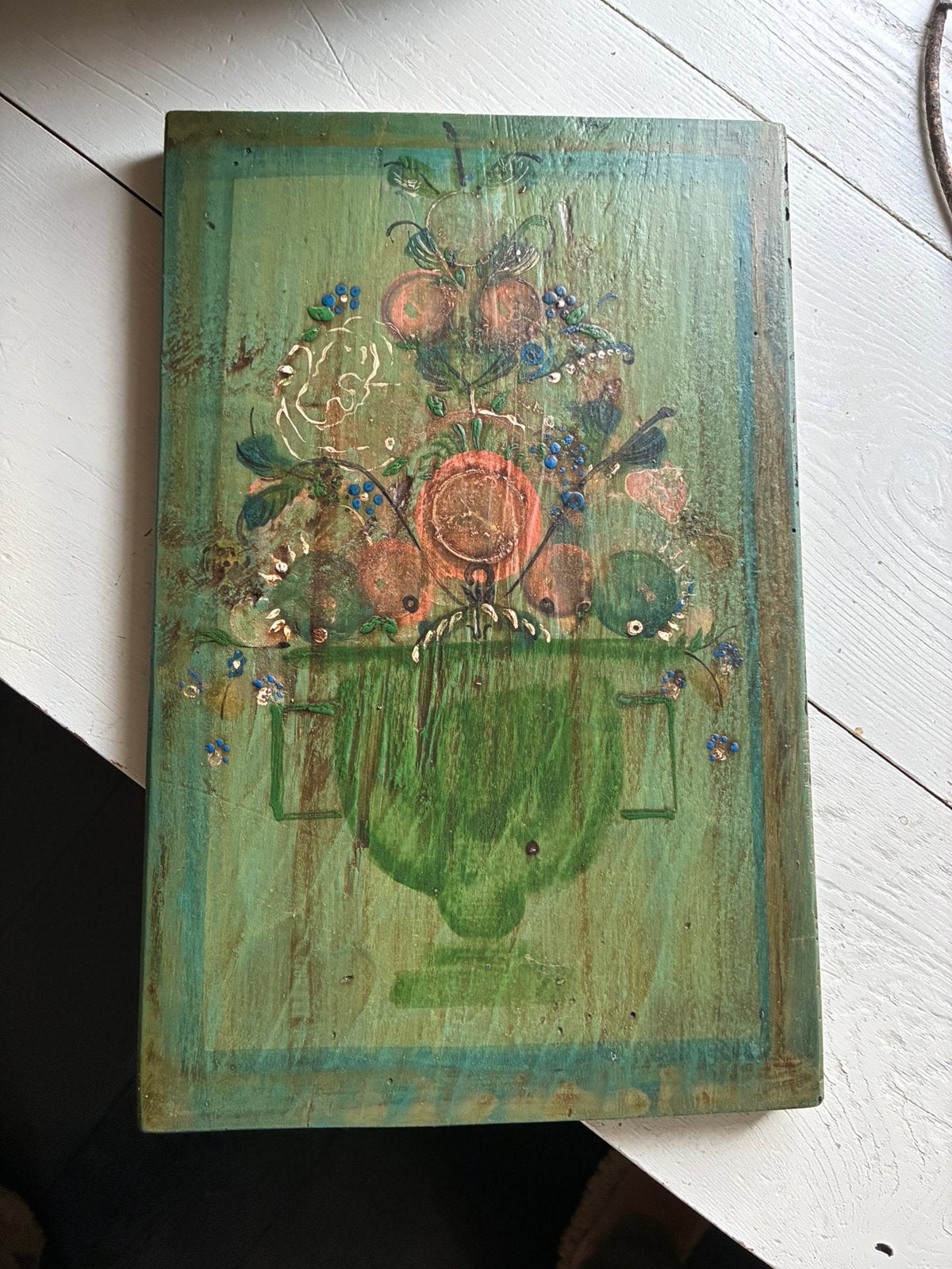 Oud beschilderd paneel, Ophalen of Verzenden