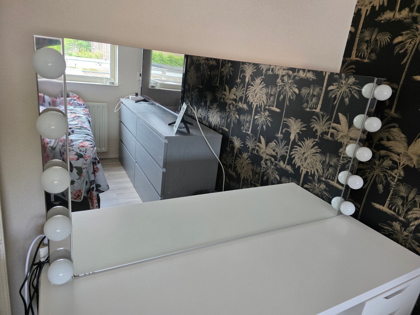 Grote make-upspiegel / spiegel met verlichting - 115x60 cm, Huis en Inrichting, Ophalen, Gebruikt, 100 tot 125 cm, Minder dan 100 cm