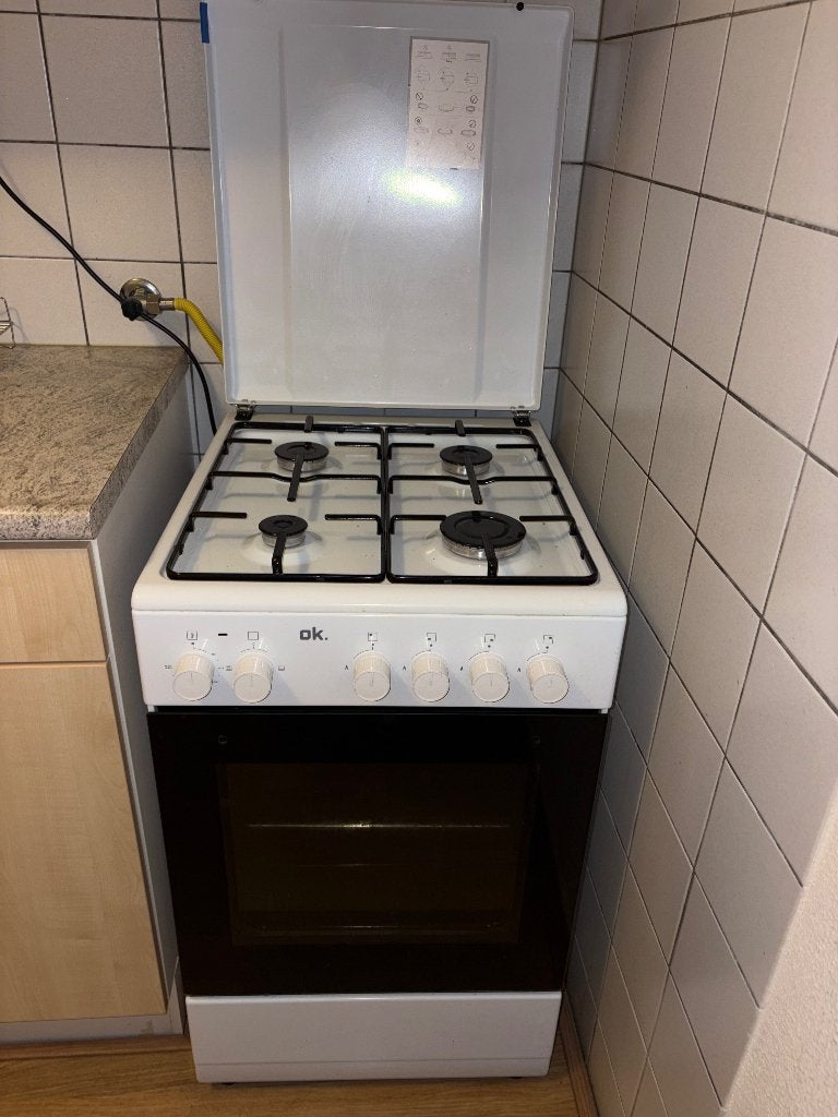Gasfornuis + slang, Ophalen, Gebruikt, Wit, Overige merken