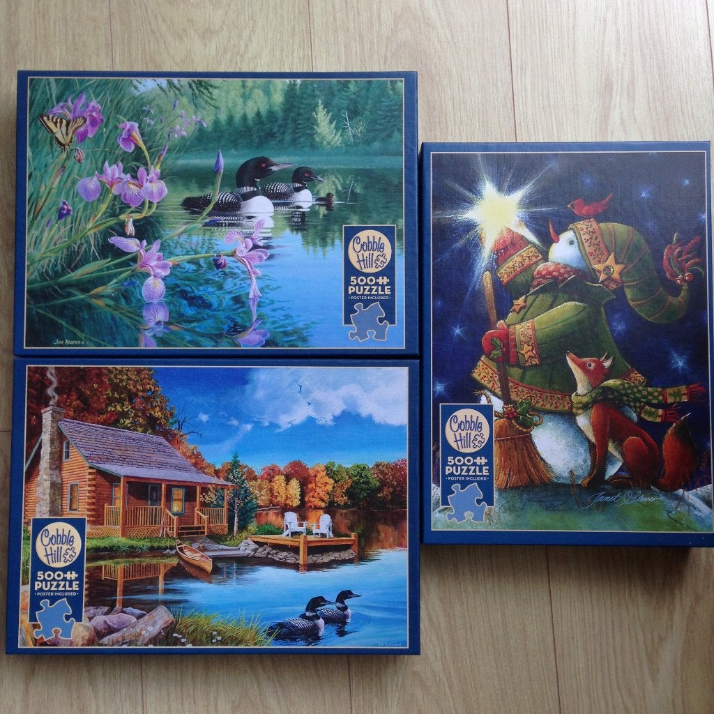 🧩3 Mooie COBBLE HILL 500 XL Grote Stukjes Puzzel., Ophalen of Verzenden, 500 t/m 1500 stukjes, Zo goed als nieuw, Legpuzzel