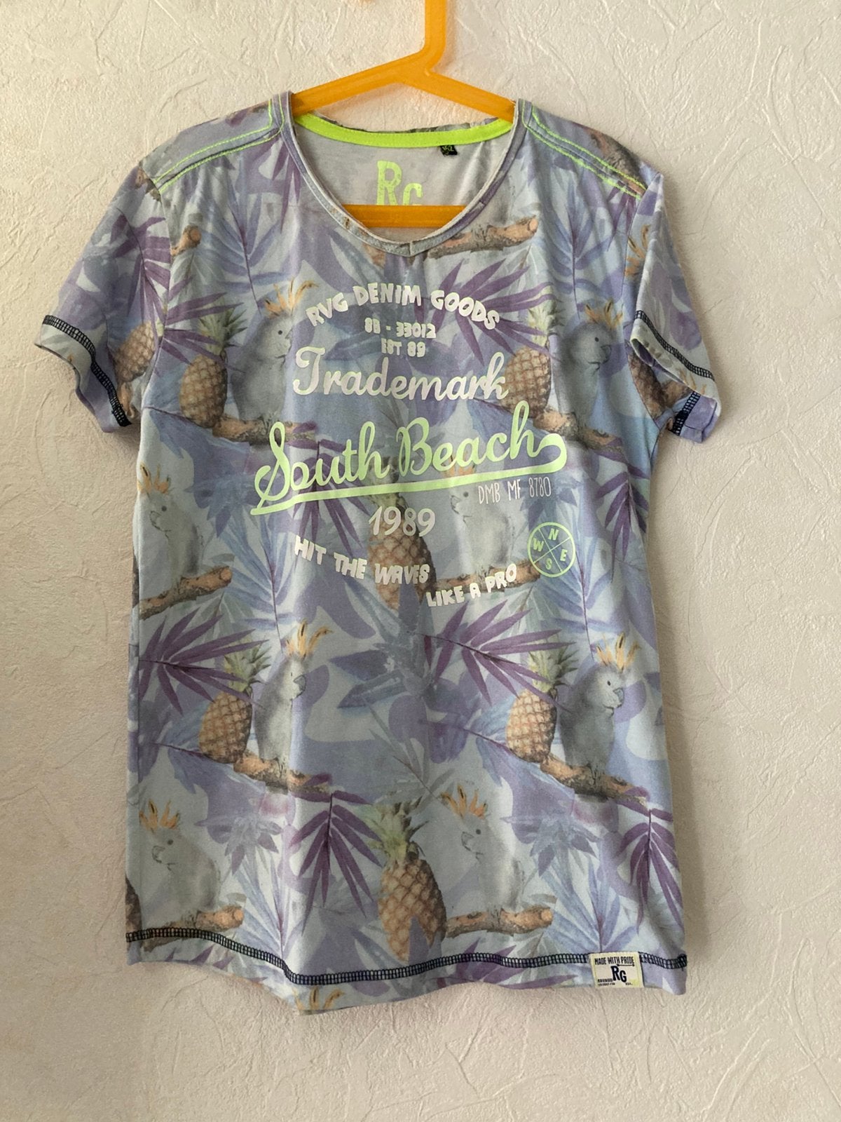 RG Denim Goods T-shirt met tropische print, Ophalen of Verzenden, Gebruikt, Jongen, Shirt of Longsleeve